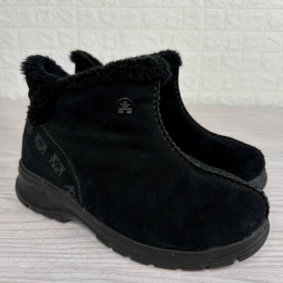 KAMIK Boots Jemma Winter WMNS 7 Black Suede Faux Fur Lined Thinsulate Waterproof - Picture 1 of 10